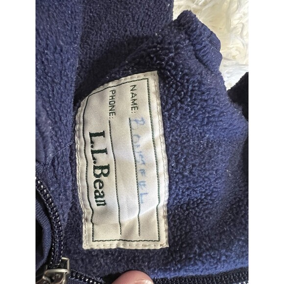 LL Bean Navy Blue  Snowsuit Cold Buster Snow Bibs Zip Fleece Lined 12-18 month - Picture 7 of 7